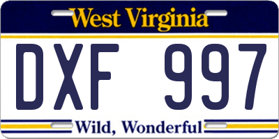WV license plate DXF997