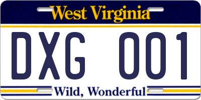 WV license plate DXG001