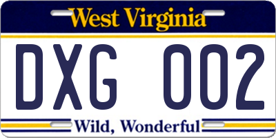 WV license plate DXG002