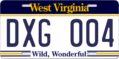 WV license plate DXG004