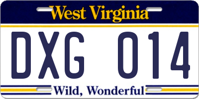 WV license plate DXG014