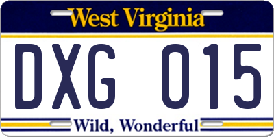 WV license plate DXG015