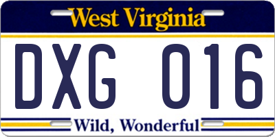 WV license plate DXG016