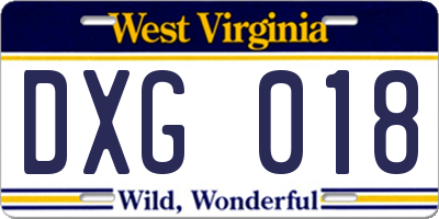 WV license plate DXG018