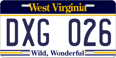 WV license plate DXG026