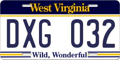WV license plate DXG032