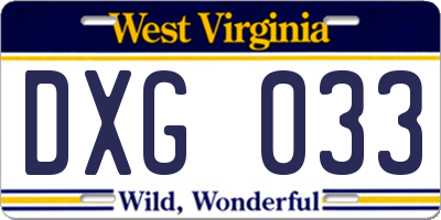 WV license plate DXG033