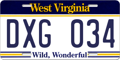 WV license plate DXG034