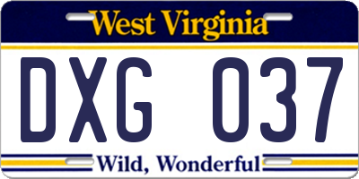 WV license plate DXG037