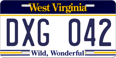 WV license plate DXG042