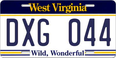 WV license plate DXG044