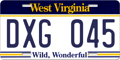 WV license plate DXG045