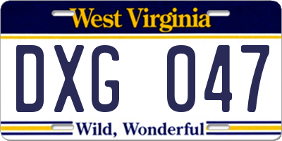 WV license plate DXG047