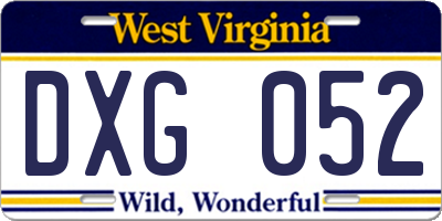 WV license plate DXG052