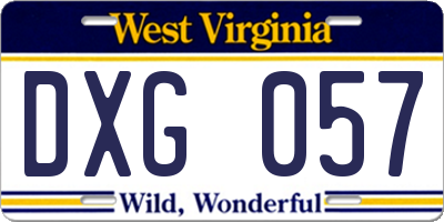 WV license plate DXG057