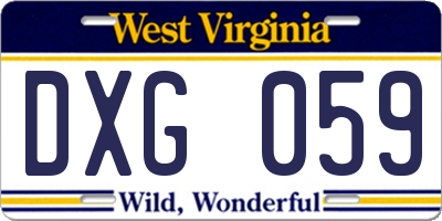 WV license plate DXG059