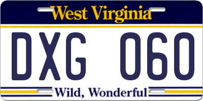 WV license plate DXG060
