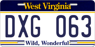 WV license plate DXG063