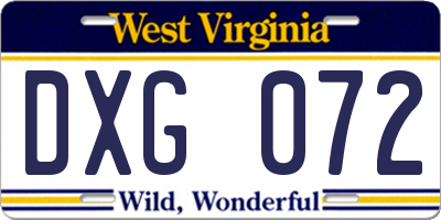 WV license plate DXG072