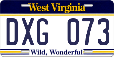 WV license plate DXG073