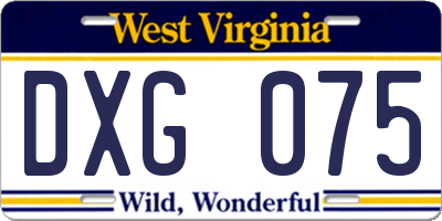 WV license plate DXG075