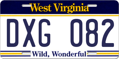WV license plate DXG082