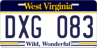 WV license plate DXG083