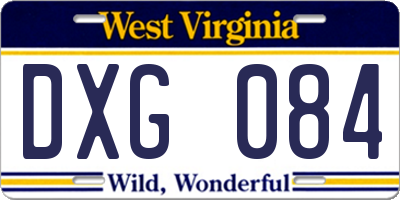 WV license plate DXG084