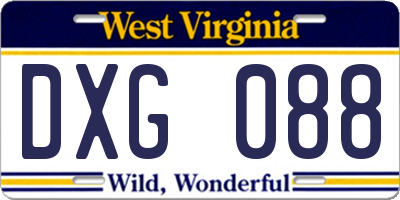 WV license plate DXG088
