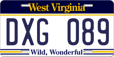 WV license plate DXG089