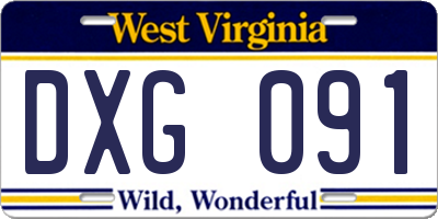 WV license plate DXG091