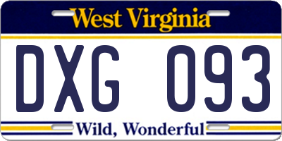 WV license plate DXG093