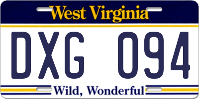 WV license plate DXG094
