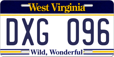 WV license plate DXG096