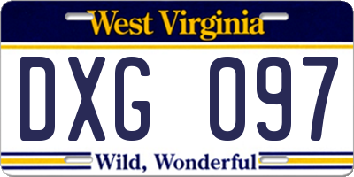 WV license plate DXG097