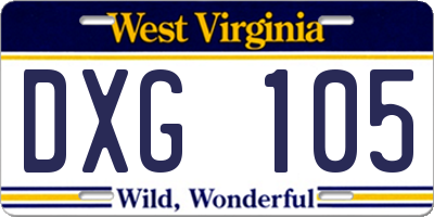 WV license plate DXG105
