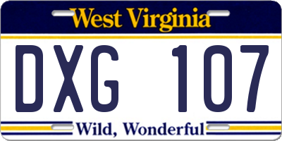 WV license plate DXG107