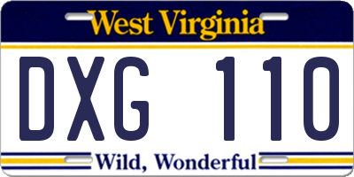 WV license plate DXG110