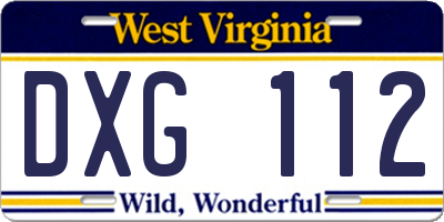 WV license plate DXG112
