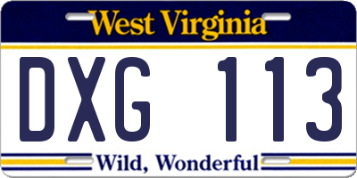 WV license plate DXG113