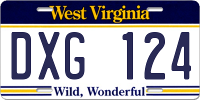 WV license plate DXG124