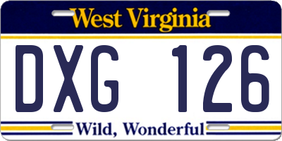WV license plate DXG126