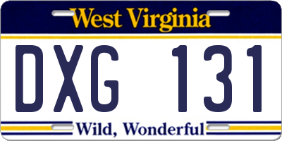 WV license plate DXG131