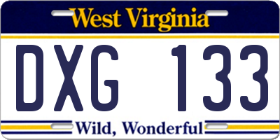 WV license plate DXG133