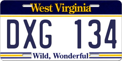 WV license plate DXG134