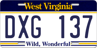 WV license plate DXG137