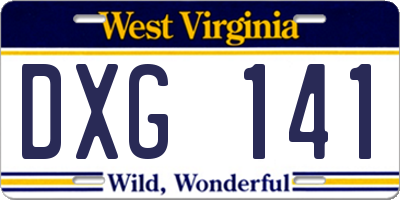 WV license plate DXG141