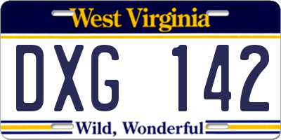 WV license plate DXG142