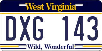 WV license plate DXG143