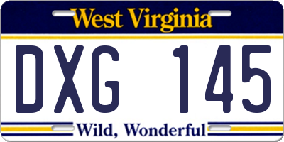 WV license plate DXG145
